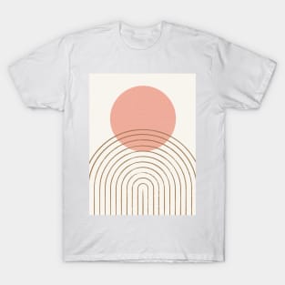 Pink Sun Rainbow Abstract - Mid century modern T-Shirt